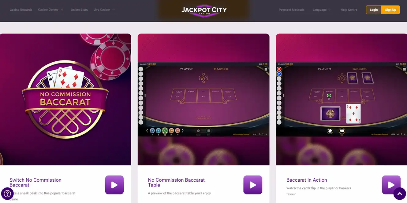 jackpot city casino games online baccarat